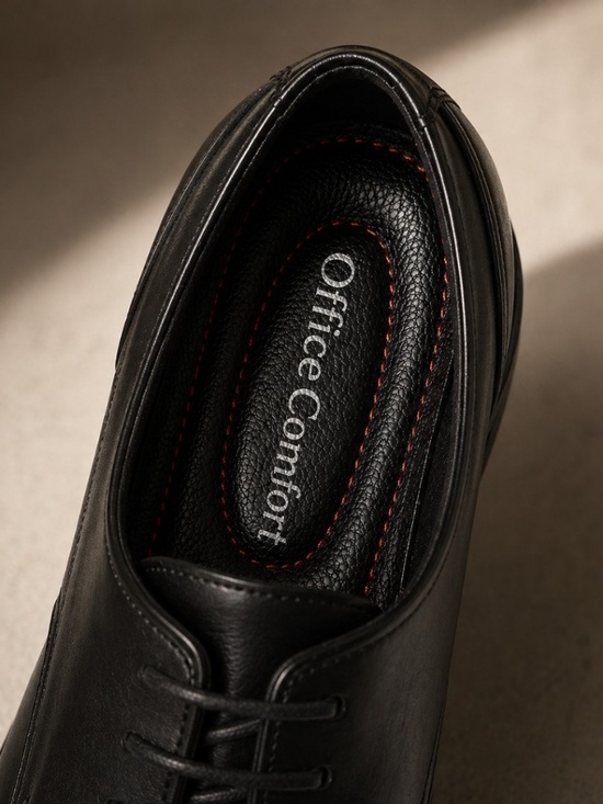Men’s Lambskin Leather Derby Shoes Comfortable Anti-Slip Dress Black 68614 main image 8